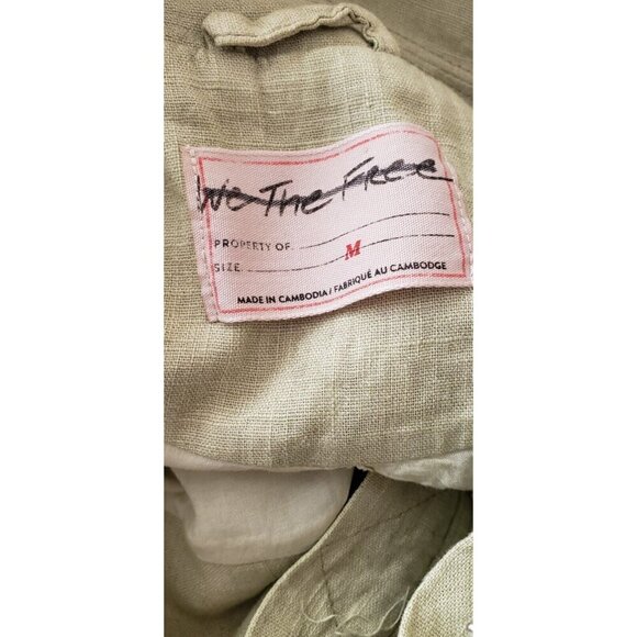 NEW WE THE FREE LOLA LINEN JACKET DRIED ALOE MEDIUM - Picture 7 of 8